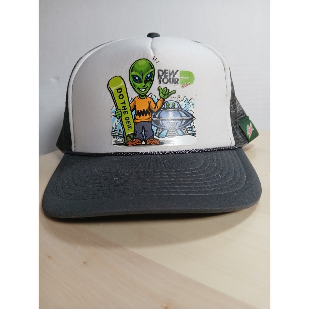 Otto Mountain Dew Dew Tour Snowboard Alien Graphic Print Snapback Trucker Hat‎